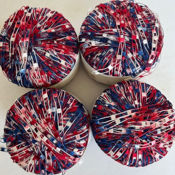 Knit Picks Lot of 4 Sparkles Firecracker 100% Nylon Ladder Ribbon Yarn 50g each - Picture 2 of 7